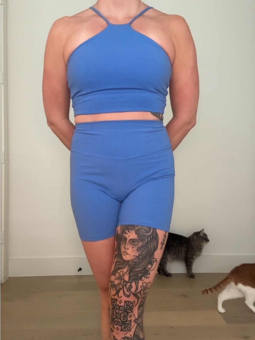 Matching BuffBunny set bike shorts and sports bra